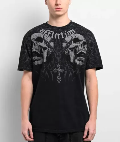 Camiseta Affliction Mortal Veil Black T-shirt Importada EUA Original