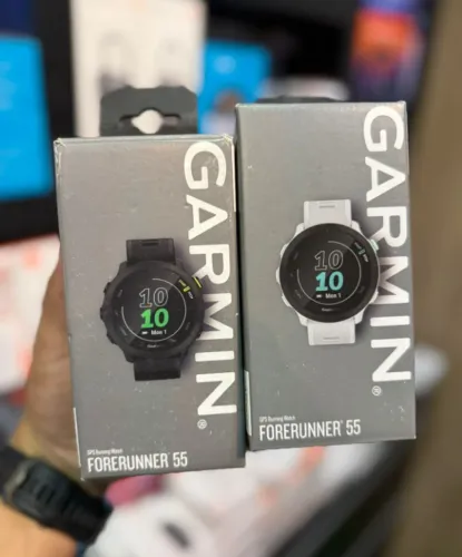 G A R M I N Forerunner 55 (42mm) Azul, Branco e Preto NOVO LACRADO FAZEMOS ENTREGAS