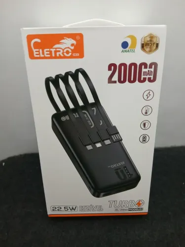 BATERIA PORTÁTIL POWER BANK 20.000mAH 4 CABOS. * NOVO *