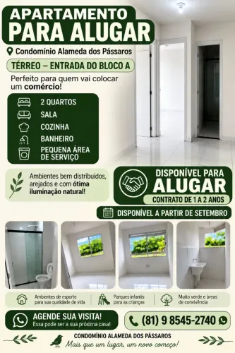 Disponível para alugar Apt no condomínio fechado