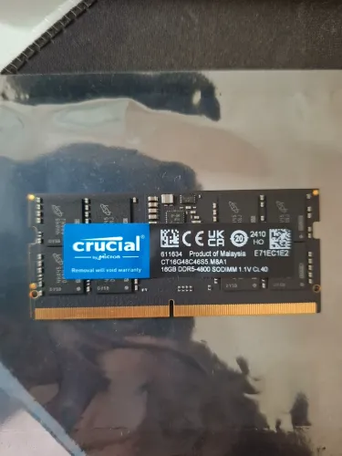 Memória RAM para Notebook 16gb DDR5 4800mhz CIA0 Sodimm Crucial Ct16g48c40s5 Preto