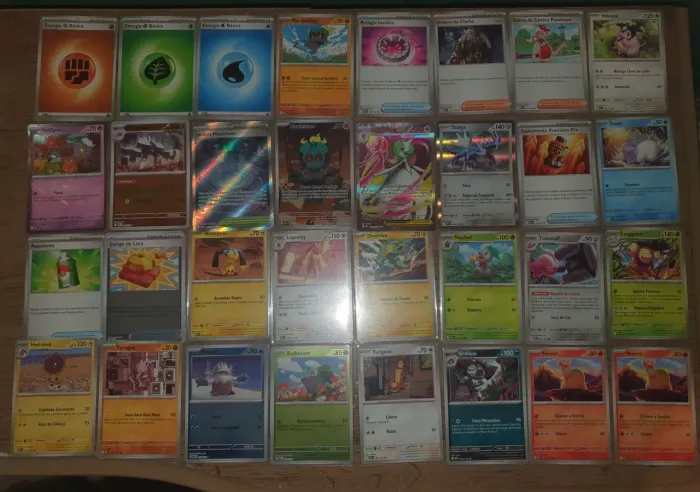 46 cartas pokemon megaevolucão variadas + 54 sleeves + 3 cartas em coreano