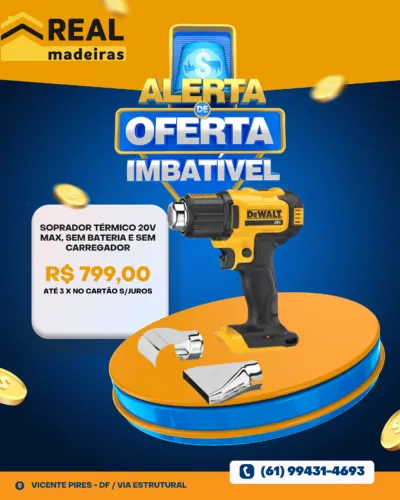 SOPRADOR TÉRMICO 20V MAX* LI-ION BRUSHLESS SEM BATERIA E SEM CARREGADOR