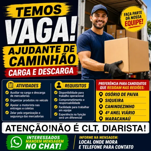 Vaga de Ajudante de caminhão