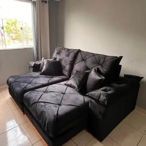 Sofá Gran Plus com Molas Ensacadas 4 Lugares Retrátil e Reclinável 230cm Tecido Veludo Imp