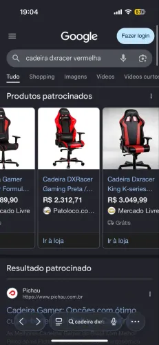 Cadeira    DXRacer, vermelha, banco e encostos de banco ajustável 