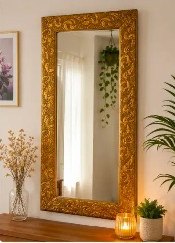 Espelho Decorativo Dourado Grande para Sala, Quarto ou Hall