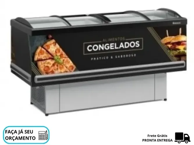 Ilha de Congelados Vidro Curvo 2 Metros
