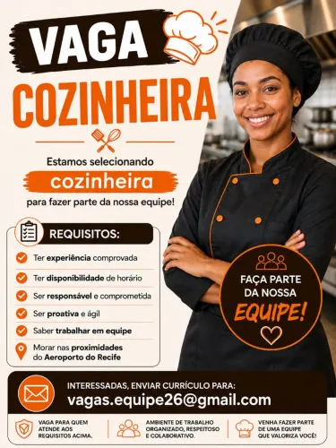 Vaga de Cozinheira e auxiliar de cozinha