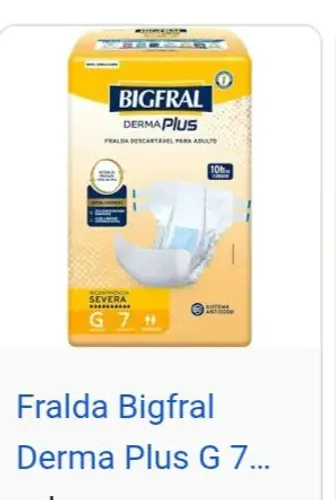 Fralda geriatrica Bigfral derma plus G 18$ acima de 10 pacote 15$