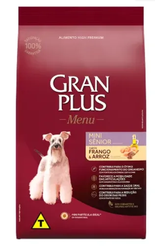 Ração GranPlus Menu Para Cães Sênior de Porte Mini Sabor Frango e Arroz