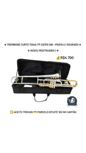 Trombone de Pisto Sib Curto Prata / Dourado Tokai TP-201PG (Mostruario) NOVO/Troco