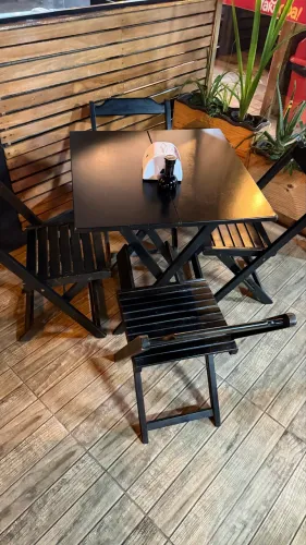 Jogos de mesa em madeira para lanchonete, restaurante, quintal