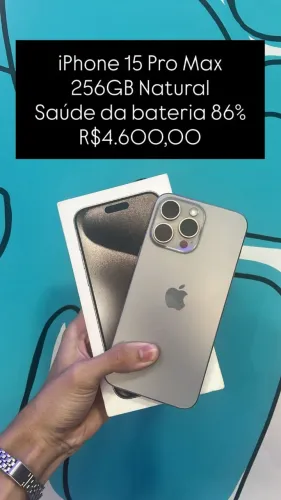 iPhone 15 Pro Max / 256GB Natural / Saúde e Bateria: 86% / Original / completo $4.600,00