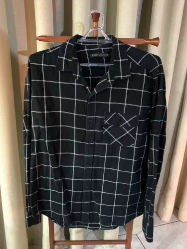 Camisa John John Xadrez Preta masculina