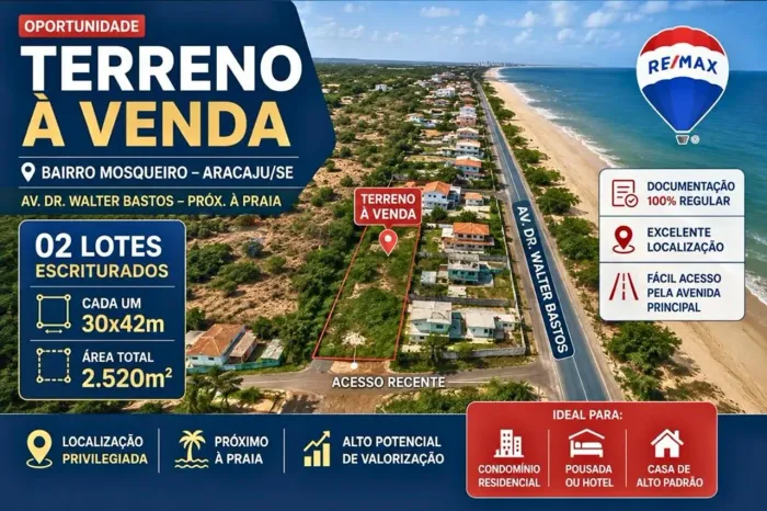 Terreno | Venda | Mosqueiro, Aracaju/SE | 2.520m² | R$ 948.500,00