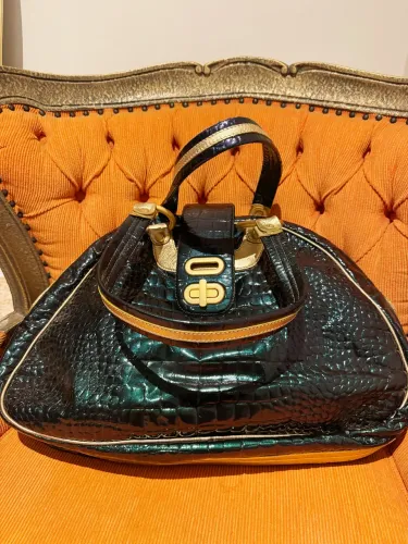 bolsa rogério lima em couro legítimo verde 