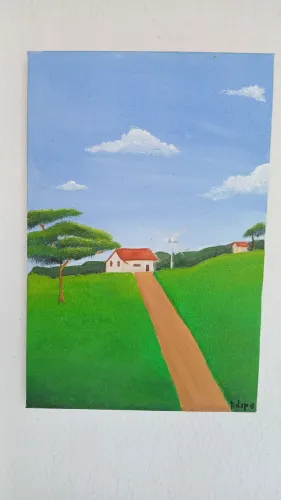 Tela - Casa Rural - Paisagem Verde Decorativa
