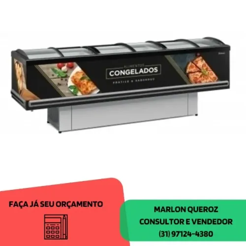 Ilha de Congelados 3M Vidro Curvo Gelopar Nova