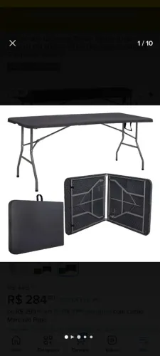 Mesa dobrável tipo maleta 
