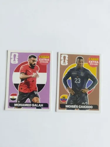 Figurinhas Lendárias Moisés Caicedo bronze e Mohamed Salah roxo da copa do mundo 2026