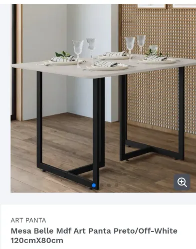 MESA BELLE ART PANTA PRETO DE JANTAR QUADRADA OFF-WHITE 120cmx80cm/ MDF NOVA