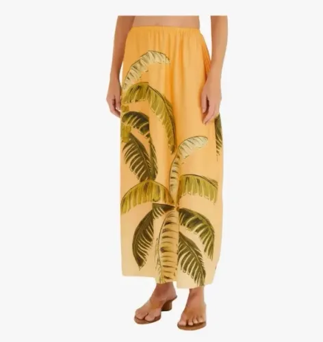 Saia Estampada Itacaré Coqueiro Laranja