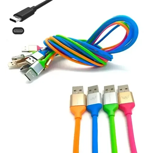 Kit 10 Cabos Carregador 2 Metros Silicone sortido IOS,V8 E TIPO C