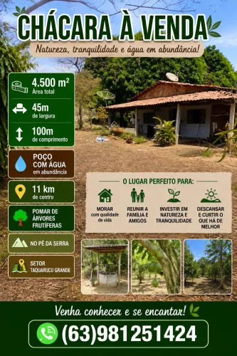  CHÁCARA À VENDA - TAQUARUÇU GRANDE | PALMAS-TO 