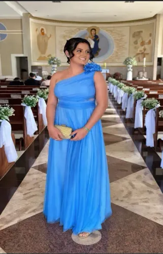 VESTIDO DE FESTA AZUL - TAM P/M