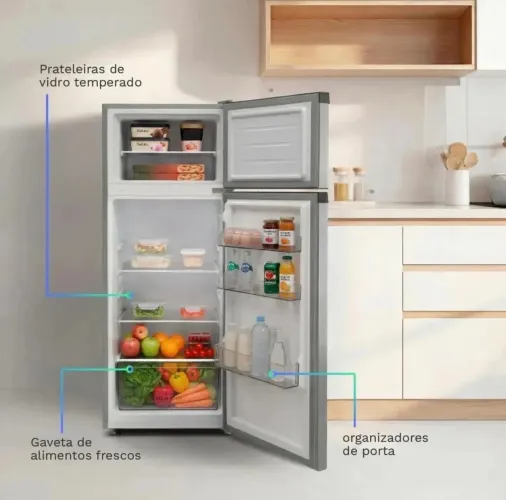 Geladeira Refrigerador Hq 230 Litros Duplex Pt/cz Hq230rdfs Cinza