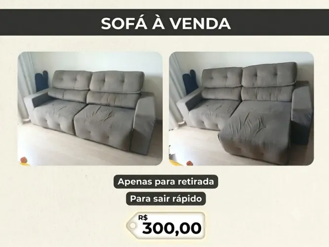 Sofá em Suede 3 lugares em ótimo estado.
