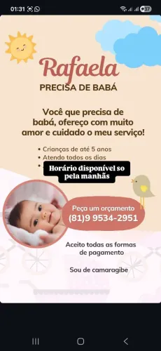 Precisando de uma baba to aqui viu
