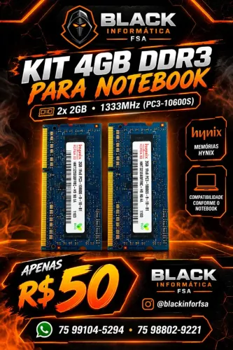 Memória RAM Hynix DDR3 Notebook 4GB 2x2gb