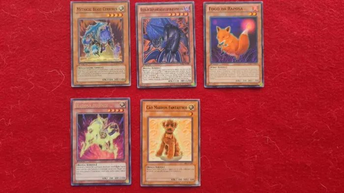 Deck Yu-Gi-Oh nacional usado 5 cartas década de 1990