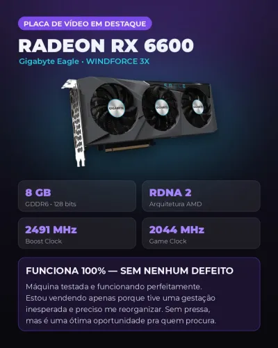 PC GAMER - RX 6600 + I5-10400f + 24GB + 1 TB