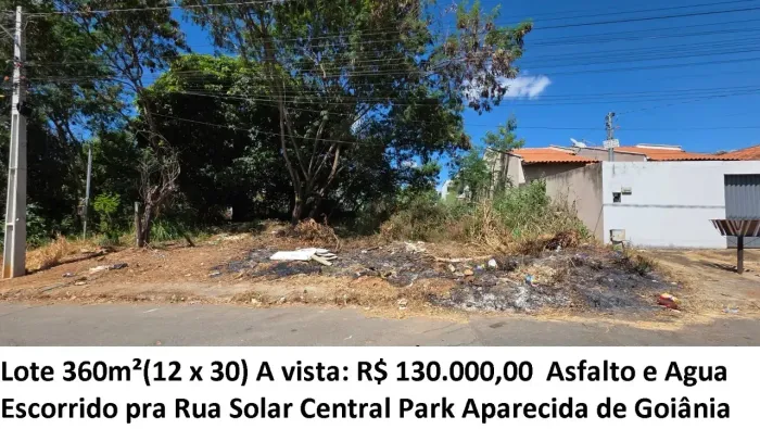 Leia a descrição: Lote 360m² (Asfalto e Agua) Solar Central Park