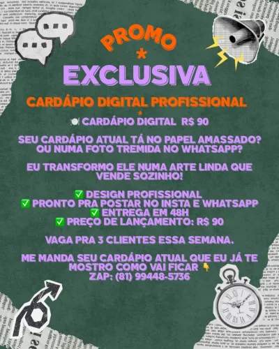 Cardápio Digital Profissional R$ 90 - Entrega 48h | João Pessoa