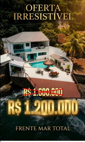 Frente-mar total + deck privativo + piscina por R$ 1,2 milhão - Junqueira, Mangaratiba/RJ