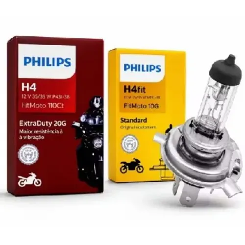 Lâmpada Philips H4 FitMoto 10G 12V 35/35W para Farol de Moto