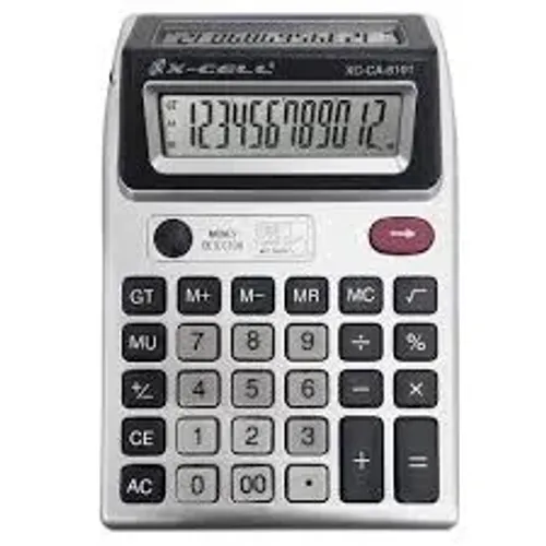 Calculadora Eletrônica 12 Dígitos Visor Duplo - Max-8101-12 Prata