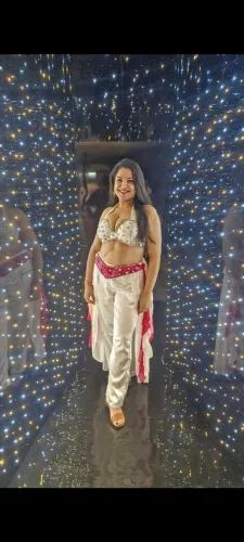 Traje de Dança do Ventre - Branco/Pink