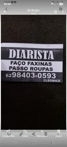 Ofereço meus serviços ...de faxineira e passadeira !