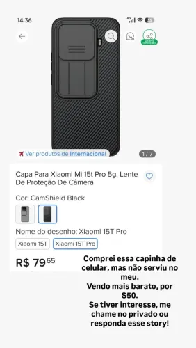 Capa para celular na caixa
