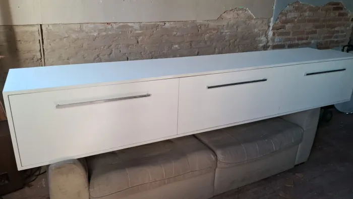 Rack em mdf branco 3 gavetas grandess 