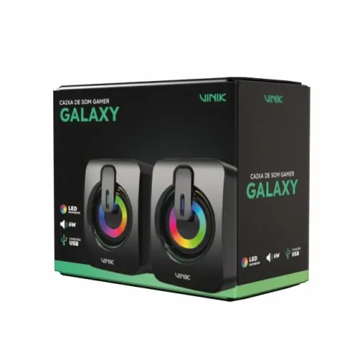 CAIXA DE SOM GAMER VINIK GALAXY 6W 2.0 LED RAINBOW - VSPKG6WGL