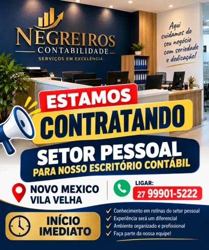 DEPARTAMENTO PESSOAL ESCRITORIO CONTABIL COM EXPERIENCIA