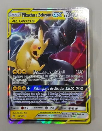 Carta Pokemon Pikachu e Zekrom (PT) (33/181) Original