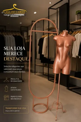 Manequim busto fibra + arara arco