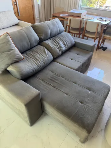 Sofá 3 Lugares Connect Plus 2,10m Retrátil E Reclinável Suede Amassado Cinza